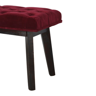Maren Hallway Bench Wine Red Velvet Button Tufted Rectangular Long Nordic Legs
