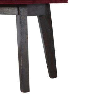 Maren Hallway Bench Wine Red Velvet Button Tufted Rectangular Long Nordic Legs
