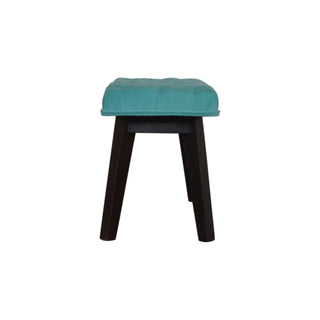 Reef Upholstered Bench Turquoise Velvet Button Tufted Long Rectangular Mid-Century Legs