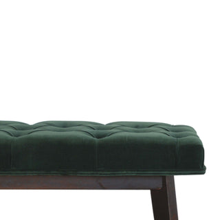 Forrest Upholstered Bench Emerald Green Velvet Deep Button Tufted Rectangular Nordic Legs