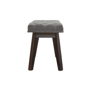 Pebble Hallway Bench Grey Velvet Deep Button Tufted Long Rectangular Near-Black Nordic Legs