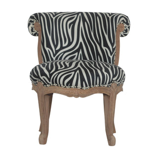 Solène Accent Chair Zebra Print Flared Back French Vintage