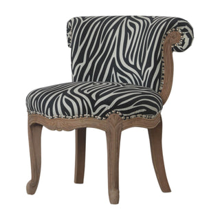Solène Accent Chair Zebra Print Flared Back French Vintage