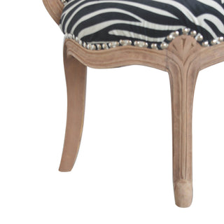 Solène Accent Chair Zebra Print Flared Back French Vintage