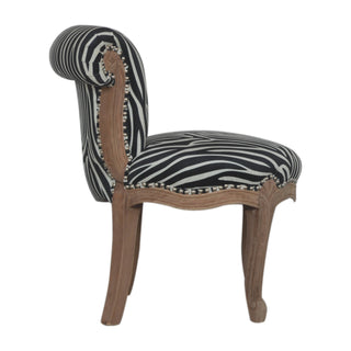 Solène Accent Chair Zebra Print Flared Back French Vintage