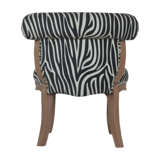 Solène Accent Chair Zebra Print Flared Back French Vintage