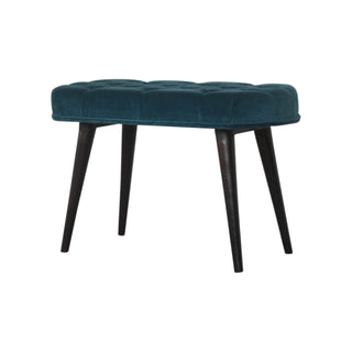 Lagoon Upholstered Bench Teal Velvet Deep Button Tufted Rectangular Nordic Legs