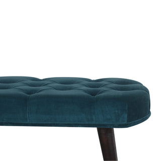 Lagoon Upholstered Bench Teal Velvet Deep Button Tufted Rectangular Nordic Legs
