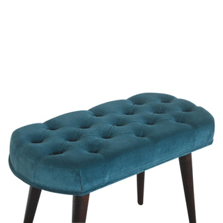 Lagoon Upholstered Bench Teal Velvet Deep Button Tufted Rectangular Nordic Legs