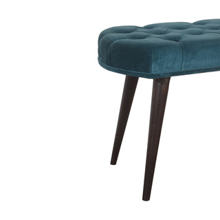 Lagoon Upholstered Bench Teal Velvet Deep Button Tufted Rectangular Nordic Legs