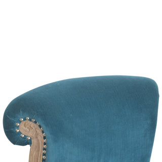 Serena Accent Chair Teal Velvet Studded Acid-Wash Cabriole