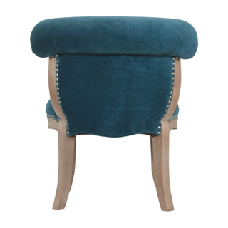 Serena Accent Chair Teal Velvet Studded Acid-Wash Cabriole