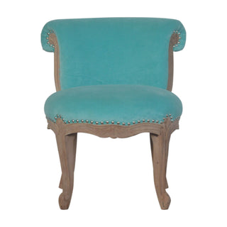 Aqua Velvet Studded Chair