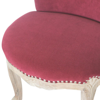 Rosalind Accent Chair Wine Red Velvet Studded Acid-Wash Cabriole