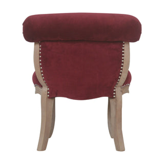 Rosalind Accent Chair Wine Red Velvet Studded Acid-Wash Cabriole