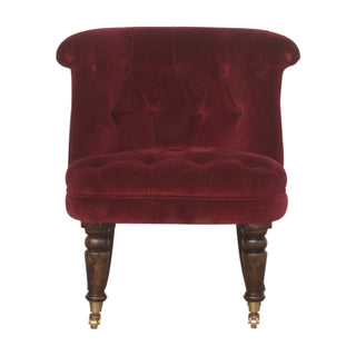 Isolde Accent Chair Wine Red Velvet Buttoned Tub