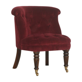 Isolde Accent Chair Wine Red Velvet Buttoned Tub