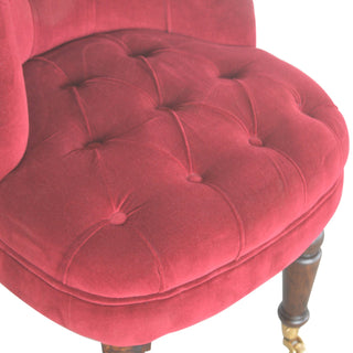 Isolde Accent Chair Wine Red Velvet Buttoned Tub