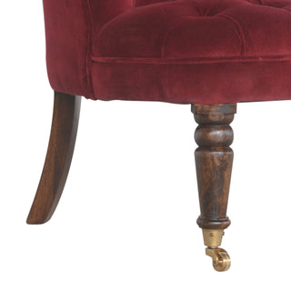 Isolde Accent Chair Wine Red Velvet Buttoned Tub
