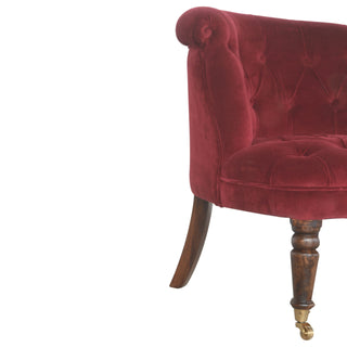 Isolde Accent Chair Wine Red Velvet Buttoned Tub