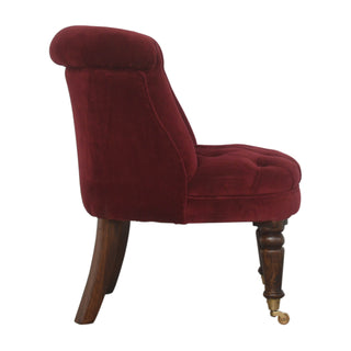 Isolde Accent Chair Wine Red Velvet Buttoned Tub