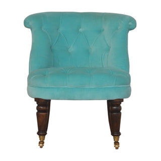 Aurelia Accent Chair Turquoise Velvet Buttoned Tub