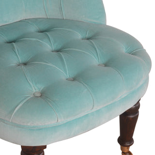Aurelia Accent Chair Turquoise Velvet Buttoned Tub