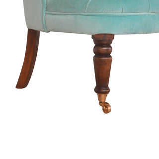 Aurelia Accent Chair Turquoise Velvet Buttoned Tub