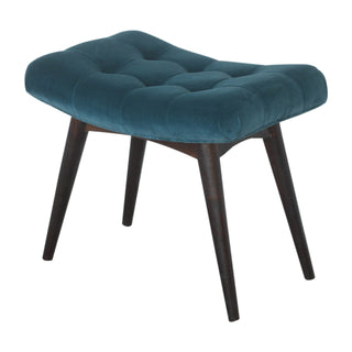 Cove Upholstered Bench Teal Velvet Button Tufted Curved Saddle Splayed Legs