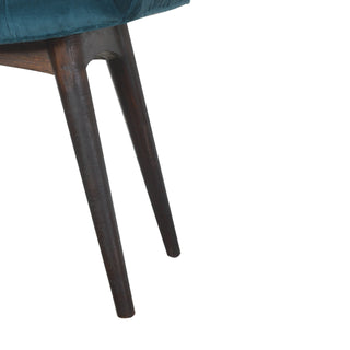 Cove Upholstered Bench Teal Velvet Button Tufted Curved Saddle Splayed Legs