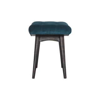 Cove Upholstered Bench Teal Velvet Button Tufted Curved Saddle Splayed Legs