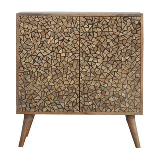 Terra Display Cabinet Organic Mosaic Fragment Resin Inlay Twin-Door Natural Mango