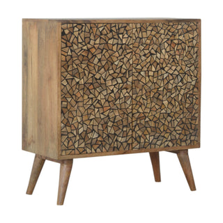 Terra Display Cabinet Organic Mosaic Fragment Resin Inlay Twin-Door Natural Mango
