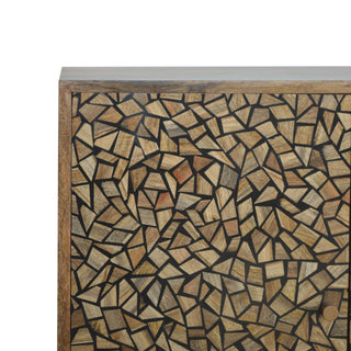 Terra Display Cabinet Organic Mosaic Fragment Resin Inlay Twin-Door Natural Mango