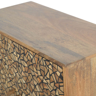Terra Display Cabinet Organic Mosaic Fragment Resin Inlay Twin-Door Natural Mango