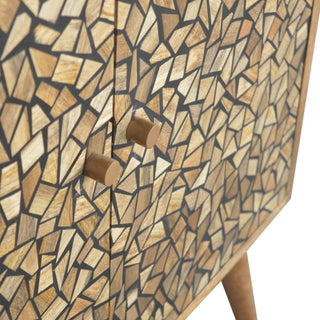 Terra Display Cabinet Organic Mosaic Fragment Resin Inlay Twin-Door Natural Mango