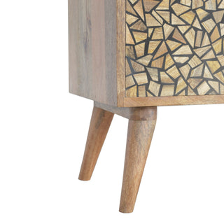Terra Display Cabinet Organic Mosaic Fragment Resin Inlay Twin-Door Natural Mango