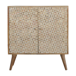 Prism Display Cabinet Geometric Resin Inlay Natural Mango Twin-Door