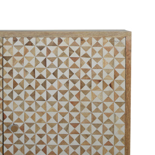 Prism Display Cabinet Geometric Resin Inlay Natural Mango Twin-Door
