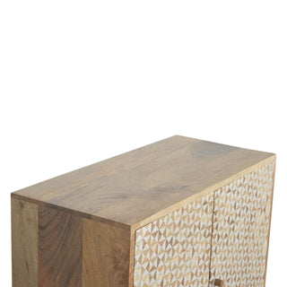 Prism Display Cabinet Geometric Resin Inlay Natural Mango Twin-Door