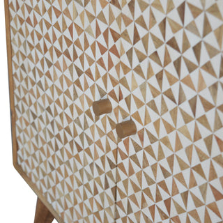 Prism Display Cabinet Geometric Resin Inlay Natural Mango Twin-Door
