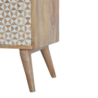 Prism Display Cabinet Geometric Resin Inlay Natural Mango Twin-Door