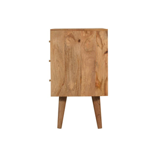Stellan Small Sideboard with Champagne Carved Cube Door Panel and Tapered Legs