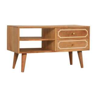 Nepal Bone Inlay Media Unit Natural Mango Wood