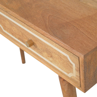 Asha Writing Desk Mango Wood Inlay Border Drawer With Brass Knob