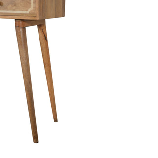 Asha Writing Desk Mango Wood Inlay Border Drawer With Brass Knob