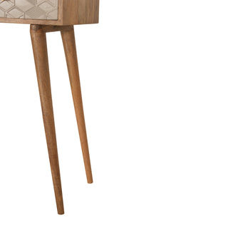 Lumi Console Table with Drawers Champagne Cube Carved Mango Wood Oak