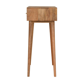 Lumi Console Table with Drawers Champagne Cube Carved Mango Wood Oak