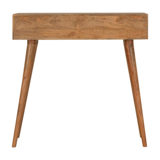 Lumi Console Table with Drawers Champagne Cube Carved Mango Wood Oak