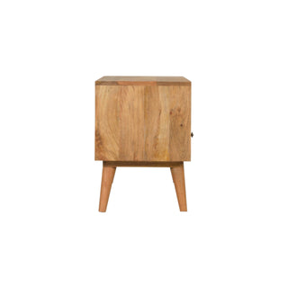 Hana Media Unit Oak Mango Wood Black & White Star-Pattern Screen-Printed Drawers with Nordic Legs